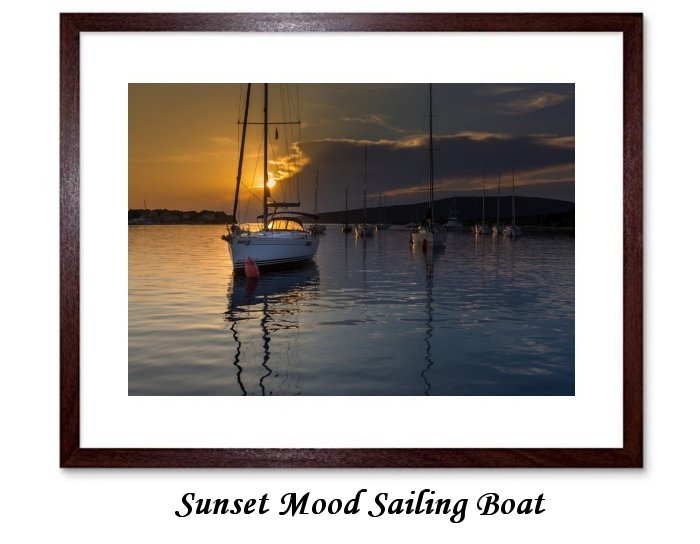 Sunset Mood Sailing Boat Framed Print